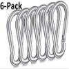 Branded Boards Heavy Duty Bushcraft Stainless Steel Carabiner Spring Snap Clip Link Hooks. 200-500lb Load. 2, 6 & 12 Packs (8cm-6-pack) view 2