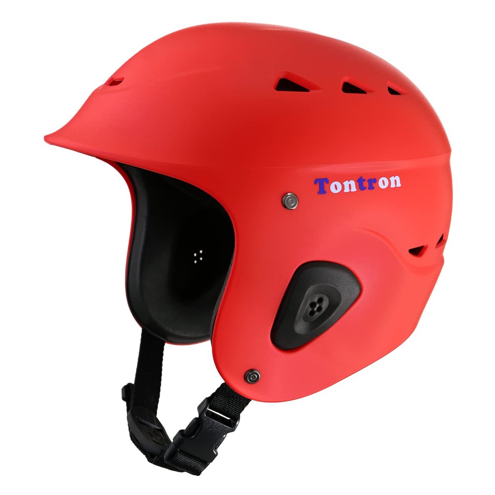 Tontron Adult Whitewater Kayaking Canoeing Watersports Helmet (Medium, Matte Warm Red)