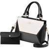 ZiMing Handbag for Women PU Leather Geometric Splicing Tote Bag Purse Large Capacity Totes Wallet Clutch 2 Pcs Set-Black view 1