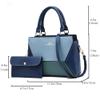 ZiMing Handbag for Women PU Leather Geometric Splicing Tote Bag Purse Large Capacity Totes Wallet Clutch 2 Pcs Set-Black view 2