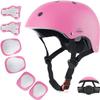 Kids Bike Helmet for Ages 5-15, Adjustable Safety Toddler Helmet with Protective Gear Set, Skateboard Scooter Helmets with Knee Elbow Pads Wrist Guards for Boys Girls (Medium, Pink) view 1