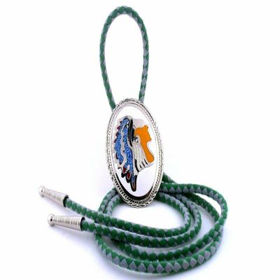2 1/10 x 1 1/2 Inch Southwest Indian Chief Faux Inlay Bolo Tie Cord Tips EPBT99