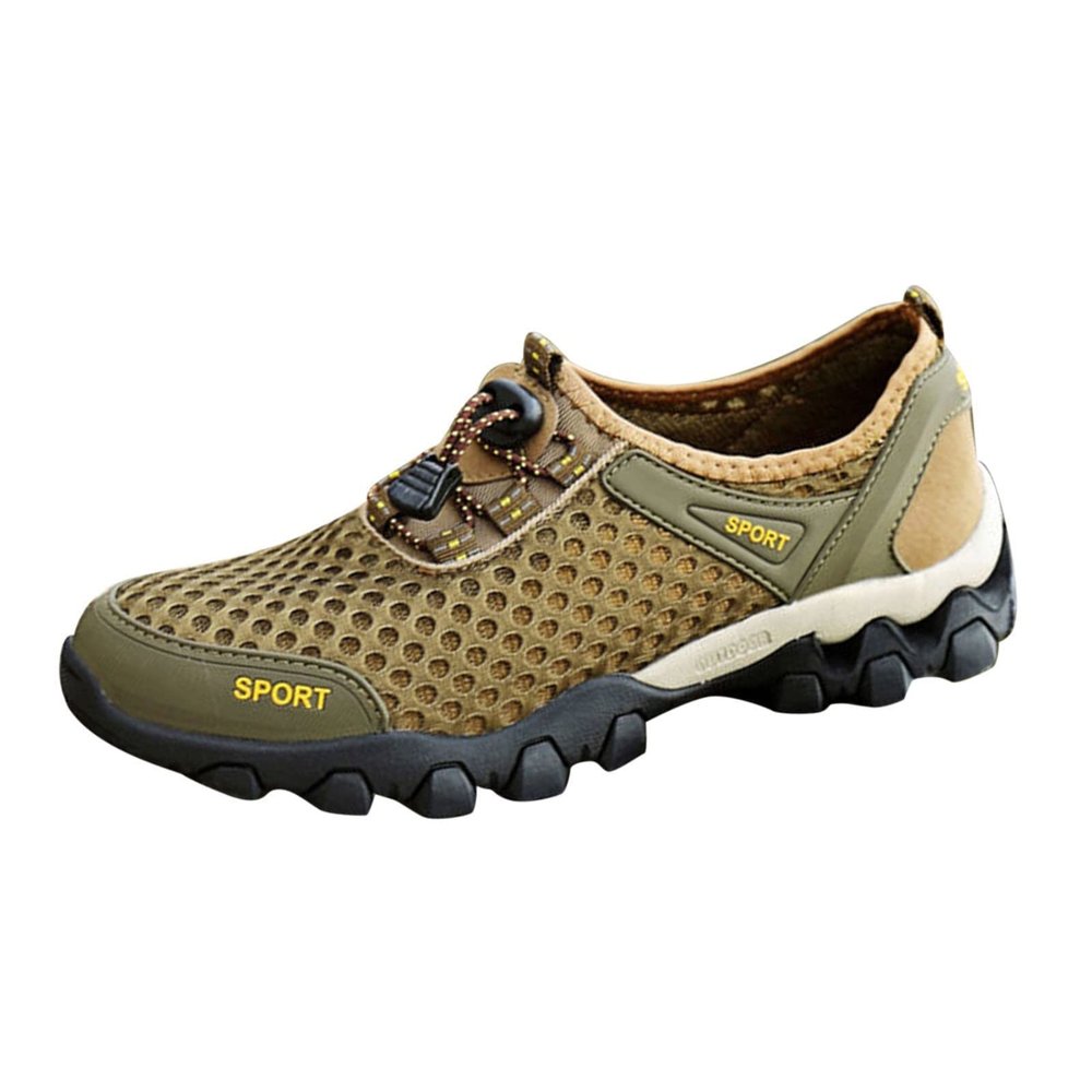 HINDOLA Men's Climbing Shoes Mesh Breathable Hiking Shoes Comfortable Outdoor Travel Shoes Lightweight Walking Shoes for Outdoor Green