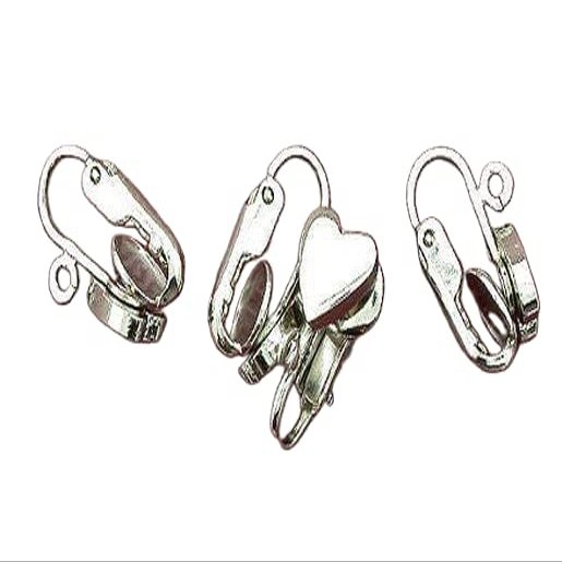 FOUR 8mm SILVERPLATED HEART CLIP ON EARRINGS WITH LOOP MOUNTING cf514
