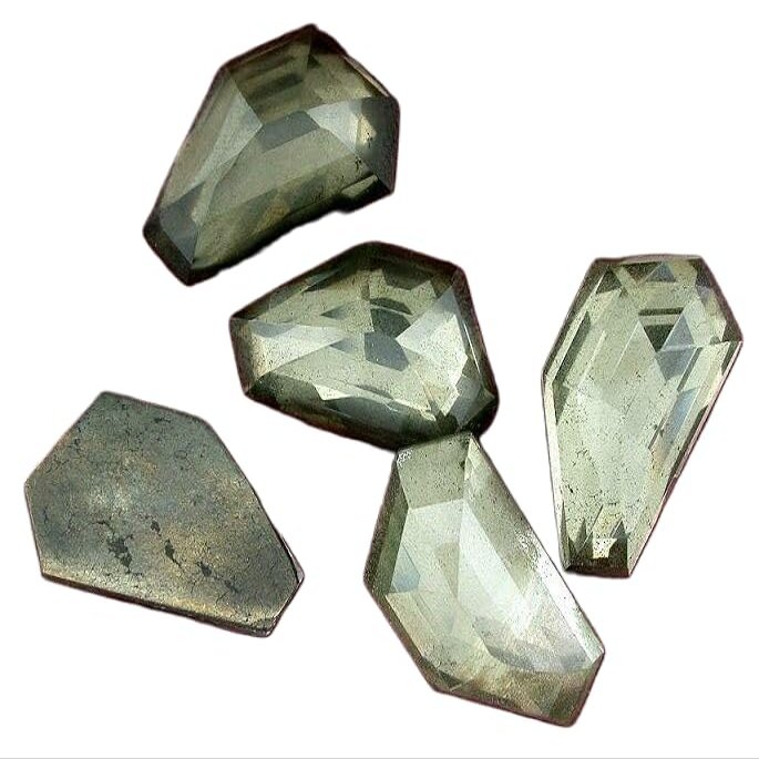 31mm x 17.5mm Fancy Faceted Hexagon Doublet Pyrite Quartz Gemstone Gem 5949
