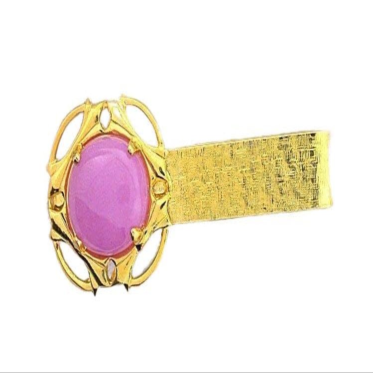1 2/3 INCH 12x10 OVAL DYED PINK JADE CABOCHON GEMSTONE TIE CLIP TIE BAR EPTT351