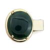 1 1/2 INCH 25x18 OVAL GREEN AGATE CABOCHON GEM GEMSTONE GOLD COLOR TIE CLIP BAR view 1