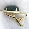 1 1/2 INCH 25x18 OVAL GREEN AGATE CABOCHON GEM GEMSTONE GOLD COLOR TIE CLIP BAR view 2