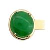 1 1/2 INCH 25x18 OVAL DYED GREEN JADE GEMSTONE GOLD COLOR TIE CLIP BAR EPTT559 view 1