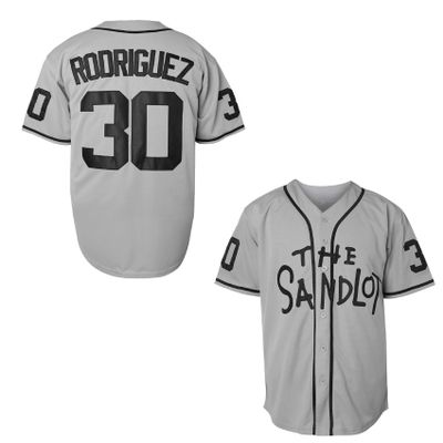 The Sandlot Benny The Jet Rodriguez 30 Movie Baseball Jersey for Men S-XXXL Stitched (Medium, Grey)