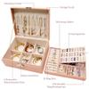 AOLDHYY MRMOSY Jewelry Boxes for Women Jewelry Box Organizer 2 Layer Large Men Girls Jewelry Storage Case PU Leather Display with Removable Tray and Lock for Necklace Earrings Rings Bracelets, view 2