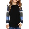 Kids Girls Fashion Top Shirts Color Block Striped Casual Tunic Tops Long Sleeve Loose Crewneck Blouse T-Shirt Tee Toddler Top Undershirt Girls (Black, 8-9 Years) view 2