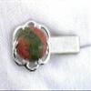 1 2/3 INCH 18x13 OVAL UNAKITE GEMSTONE CAB SILVER COLOR SLIDE ON TIE BAR EPTT471 view 2