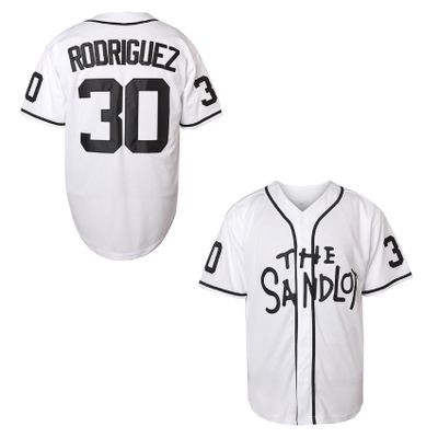 The Sandlot Benny The Jet Rodriguez 30 Movie Baseball Jersey for Men S-XXXL Stitched (XX-Large, 30White)