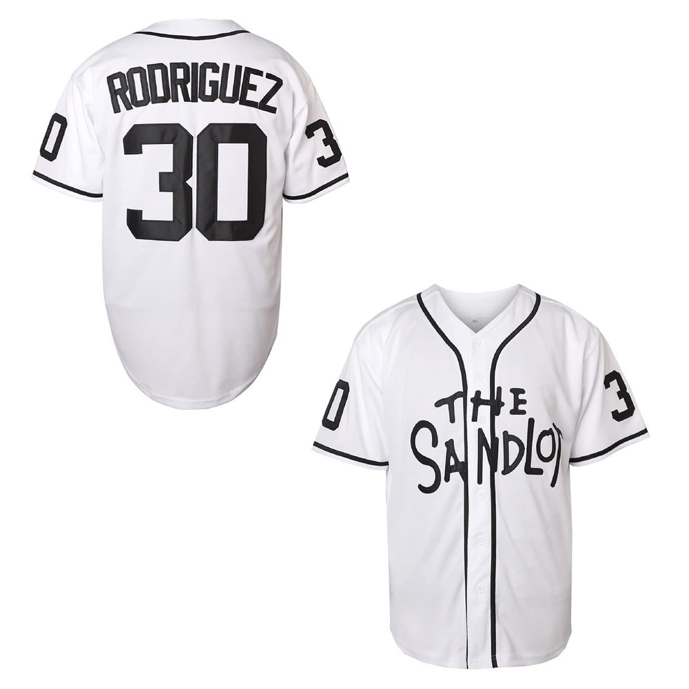 The Sandlot Benny The Jet Rodriguez 30 Movie Baseball Jersey for Men S-XXXL Stitched (XX-Large, 30White)