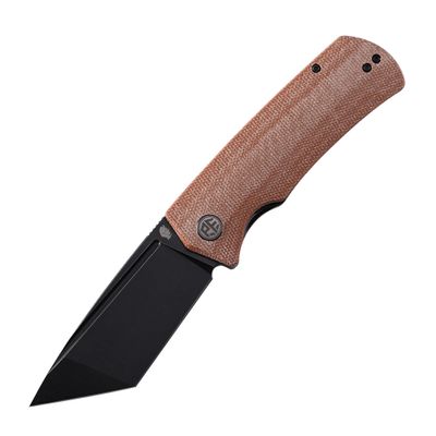 Petrified fish PFP01T Beluga,3.58" K110 Black Stonewashed Blade, 154g Micarta Handle Front Flipper Liner lock Folding knife (Brown Micarta, Black Stonewashed)
