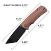 Petrified fish PFP01T Beluga,3.58" K110 Black Stonewashed Blade, 154g Micarta Handle Front Flipper Liner lock Folding knife (Brown Micarta, Black Stonewashed) view 3