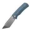 Petrified fish PFP01T Beluga,3.58" K110 Black Stonewashed Blade, 157g Micarta Handle Front Flipper Liner lock Folding knife (Blue Micarta, Stonewashed) view 1