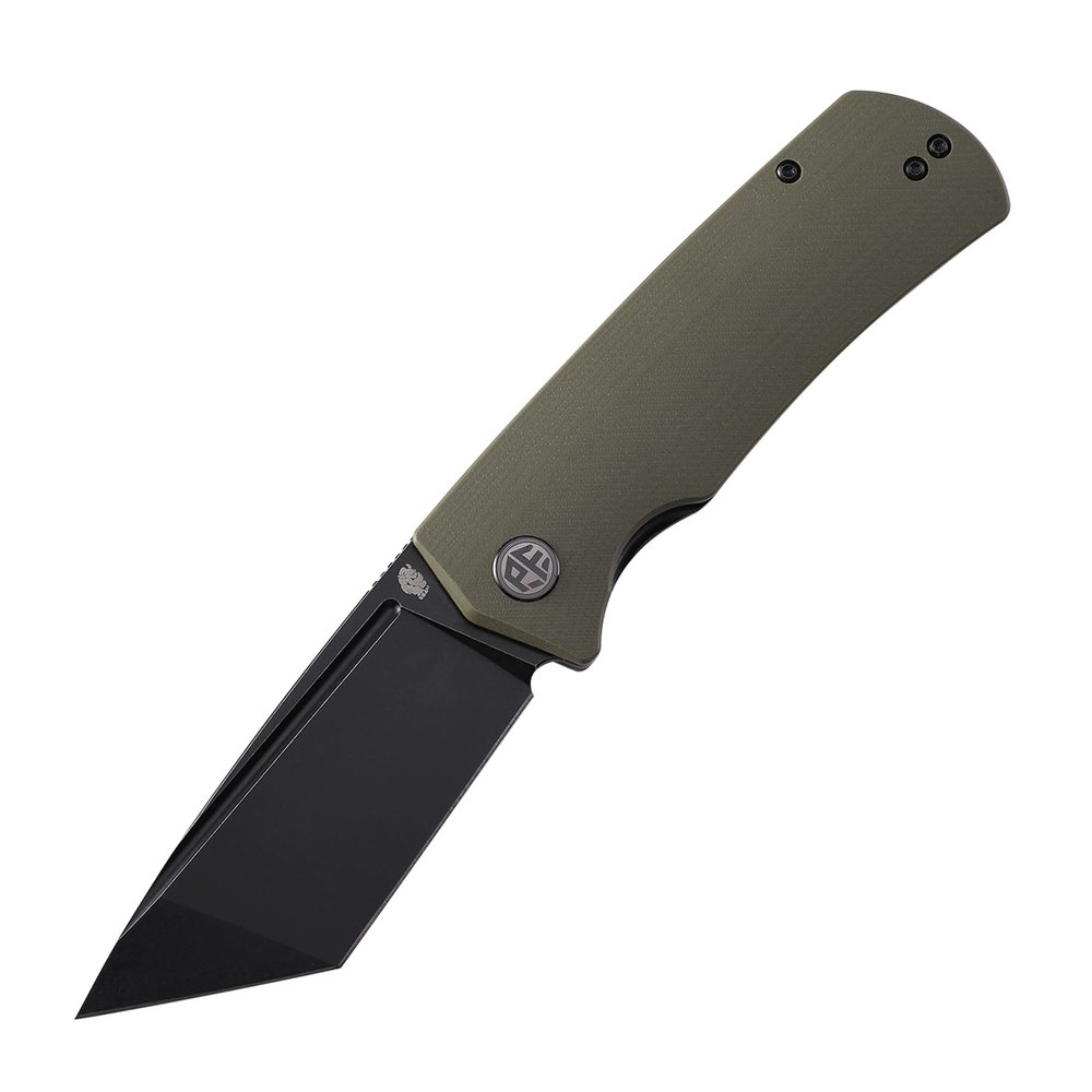 Petrified fish PFP01T Beluga,3.58" K110 Stonewashed Blade, 170g G10 Handle Front Flipper Liner lock Folding knife (Green G10, Black Stonewashed)