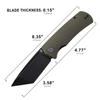 Petrified fish PFP01T Beluga,3.58" K110 Stonewashed Blade, 170g G10 Handle Front Flipper Liner lock Folding knife (Green G10, Black Stonewashed) view 3