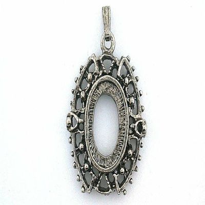 18x13 18mm x 13mm Cabochon Oval Antique Silver Color Glue In Pendant Mounting