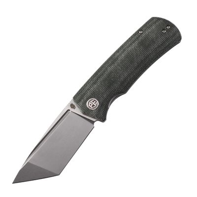 Petrified fish PFP01T Beluga,3.58" K110 Stonewashed Blade,154g Micarta Handle Front Flipper Liner lock Folding knife (Green Micarta, Stonewashed)