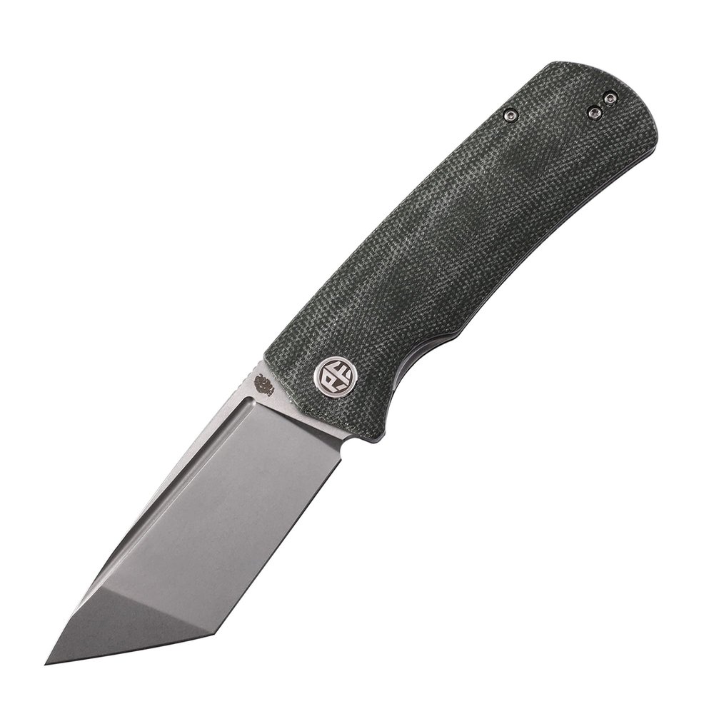 Petrified fish PFP01T Beluga,3.58" K110 Stonewashed Blade,154g Micarta Handle Front Flipper Liner lock Folding knife (Green Micarta, Stonewashed)
