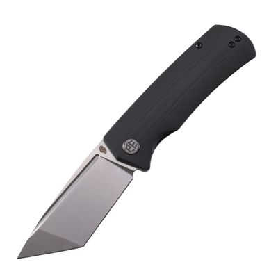 Petrified fish PFP01T Beluga,3.58" K110 Stonewashed Blade, Front Flipper Liner lock Folding knife (Black G10, Stonewashed)