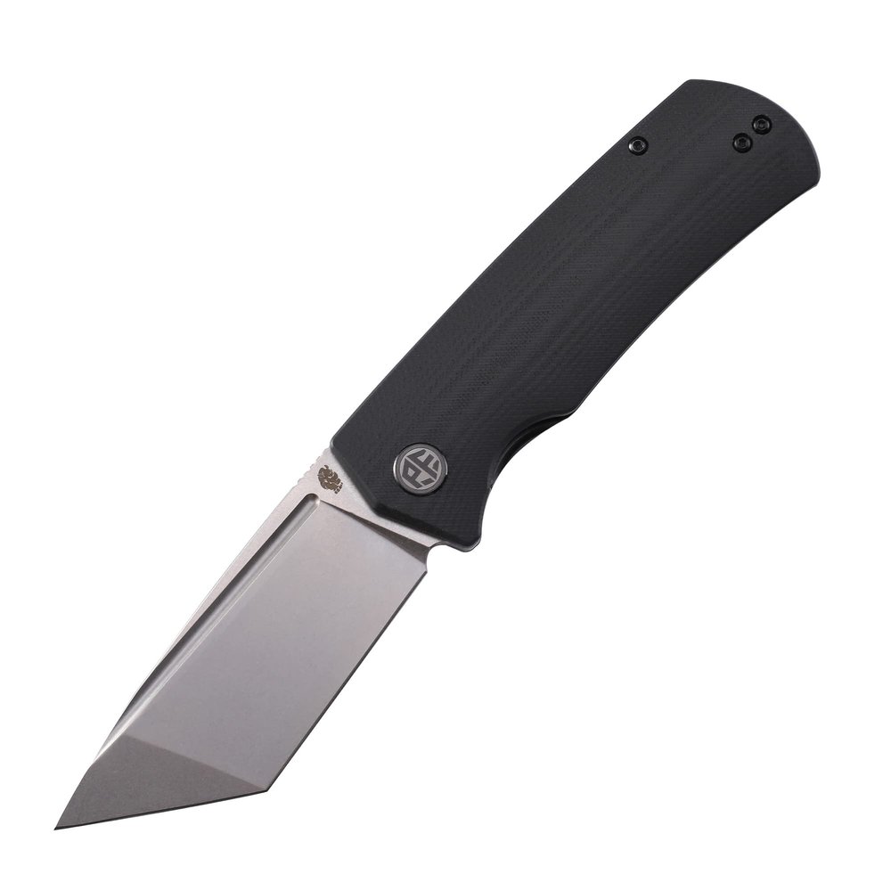 Petrified fish PFP01T Beluga,3.58" K110 Stonewashed Blade, Front Flipper Liner lock Folding knife (Black G10, Stonewashed)