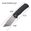 Petrified fish PFP01T Beluga,3.58" K110 Stonewashed Blade, Front Flipper Liner lock Folding knife (Black G10, Stonewashed) view 3