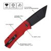 Petrified fish PFP01T Beluga,3.58" K110 Stonewashed Blade, 170g G10 Handle Front Flipper Liner lock Folding knife (Red G10, Black Stonewashed) view 2