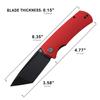 Petrified fish PFP01T Beluga,3.58" K110 Stonewashed Blade, 170g G10 Handle Front Flipper Liner lock Folding knife (Red G10, Black Stonewashed) view 3