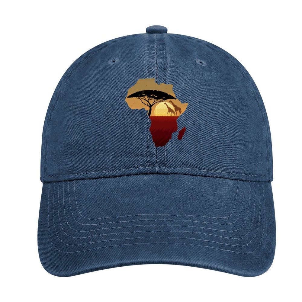 African Safari Giraffe Unisex Adult Curved Brim Baseball Hat Cap of Sports Denim Freely Adjustable