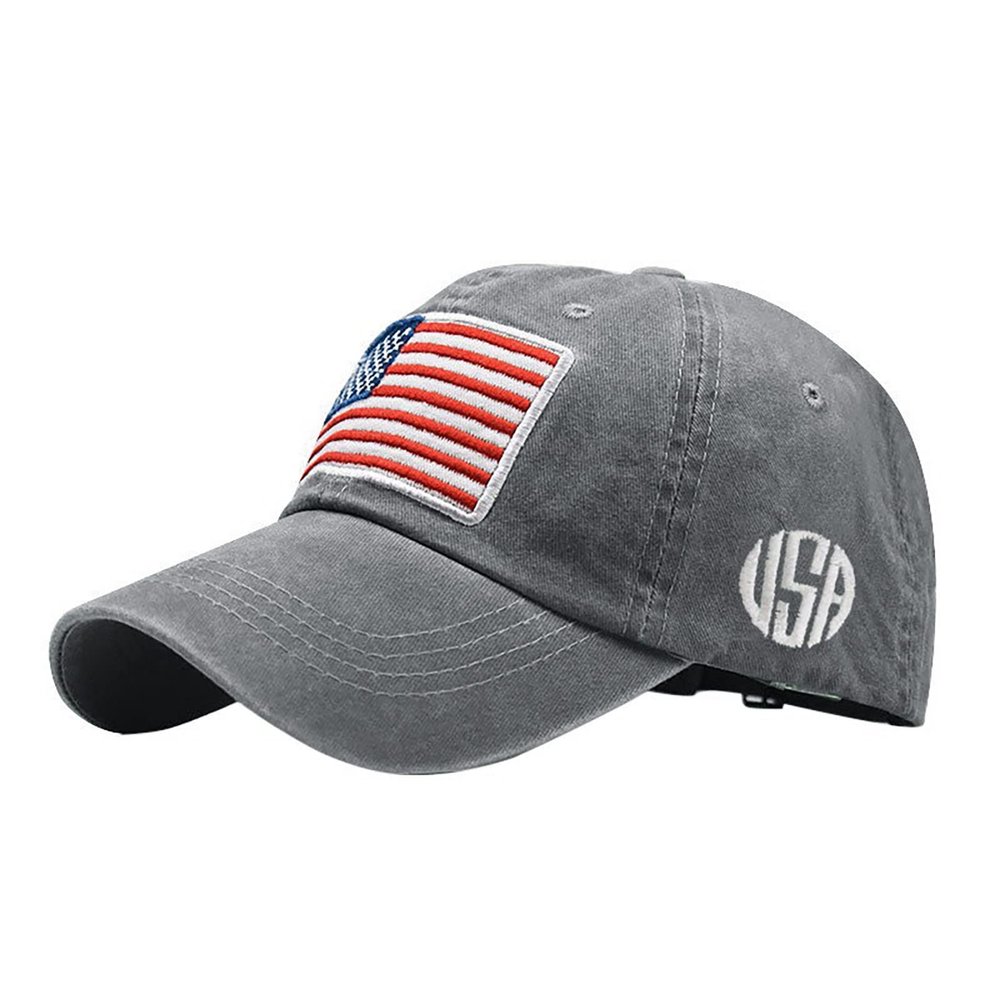 American Flag Hat Baseball Cap,Man Black Hat Dad Hat Adjustable Quick Drying Hat Running Hat (Grey, One Size)