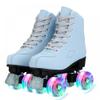 Roller Skates for Women Men 4 Wheels Light Up Indoor Outdoor Roller Skate, High Top PU Leather Beginner Double Row Unisex Roller Skates (39=US 8.5) view 1