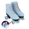 Roller Skates for Women Men 4 Wheels Light Up Indoor Outdoor Roller Skate, High Top PU Leather Beginner Double Row Unisex Roller Skates (39=US 8.5) view 2