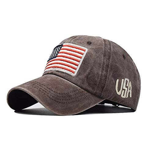 American Flag Hat Baseball Cap,Man Black Hat Dad Hat Adjustable Quick Drying Hat Running Hat (Coffee, One Size)