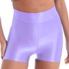 Alvivi Womens Glossy Swimming Shorts Smooth High-Rise Yoga Leggings Slim Fit Boy Shorts Light Purple Medium view 1
