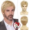 DDHAIR Mens Blonde Wig Short Natural Fluffy Layered Synthetic Wavy Hair Wigs for Men Male Daily Halloween view 1