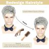 DDHAIR Men's Wig Short Silver Grey Wig Men Natural Layered Synthetic Hair Wigs for Man Male Guy Daily Halloween view 3