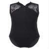 Hansber Kids Girls Floral Lace Ballet Gymnastics Leotard Sleeveless Halter Neck Dance Bodysuit Unitard Outfits Black 4-5 view 1