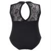 Hansber Kids Girls Floral Lace Ballet Gymnastics Leotard Sleeveless Halter Neck Dance Bodysuit Unitard Outfits Black 4-5 view 2
