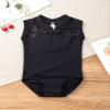 Hansber Kids Girls Floral Lace Ballet Gymnastics Leotard Sleeveless Halter Neck Dance Bodysuit Unitard Outfits Black 4-5 view 3