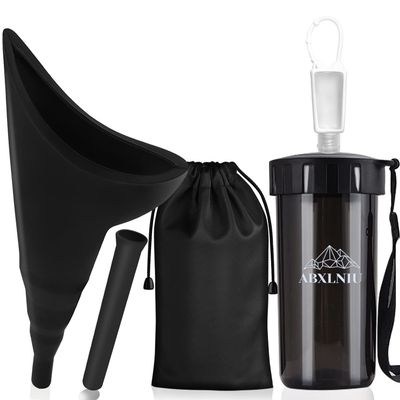 ABXLNIU Female Urination Device, Pee Funnel for Women with 14.54 oz. Water Bottle, Female Urinal Funnel Allows She Pee Standing Up, Reusable for Car, Camping, Black
