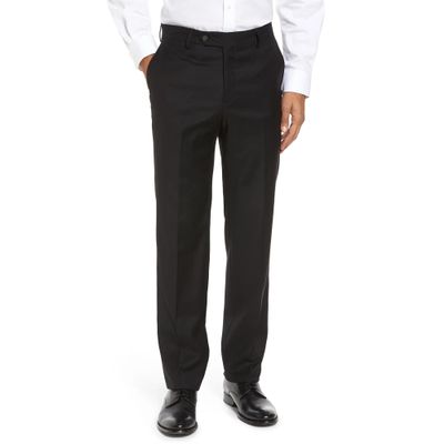 Mens Classic Fit Flat Front Hidden Expandable Waist Dress Pants No Iron Suit Pants(Black,40W32L)