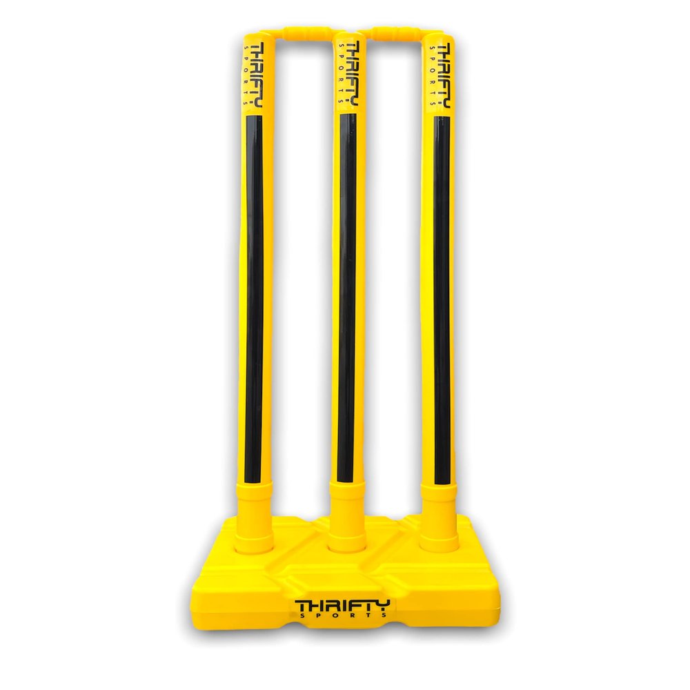 Parth Full Size 32" Heavy Plastic Cricket Full Stump Set (Strips YLW)