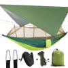 Camping Hammock, Double & Single Portable Hammock with Tree Straps, Lightweight Nylon Hammock Swing Set with Net and Rain Fly Tarp and Pocket for Backpacking Hiking Travel Outdoor(Light Green) view 1