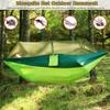 Camping Hammock, Double & Single Portable Hammock with Tree Straps, Lightweight Nylon Hammock Swing Set with Net and Rain Fly Tarp and Pocket for Backpacking Hiking Travel Outdoor(Light Green) view 3