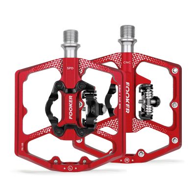 FOOKER MTB Mountain Bike Pedals, Dual Function Flat and Pedal,3 Sealed Bearing Flat Platform Compatible with Clipless Pedal Aluminum 9/16" Pedals with Cleats for Road Mountain BMX MTB