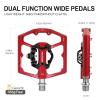 FOOKER MTB Mountain Bike Pedals, Dual Function Flat and Pedal,3 Sealed Bearing Flat Platform Compatible with Clipless Pedal Aluminum 9/16" Pedals with Cleats for Road Mountain BMX MTB view 2